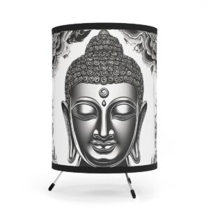 Buddha head Tripod Lamp with High-Res Printed Shade, USCA plug