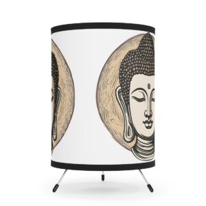 Buddha Circle Tripod Lamp with High-Res Printed Shade, USCA plug