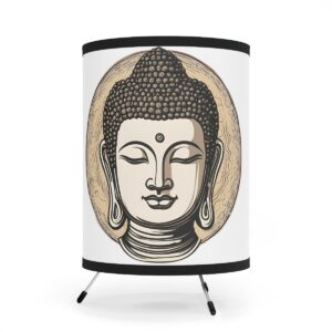 Buddha Circle Tripod Lamp with High-Res Printed Shade, USCA plug