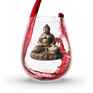 The Buddha Statue Stemless Wine Glass, 11.75oz