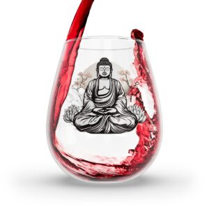 The Buddha flower garden Stemless Wine Glass, 11.75oz