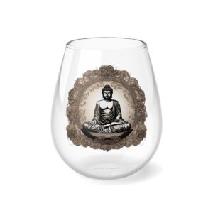 Peaceful Buddha Stemless Wine Glass, 11.75oz